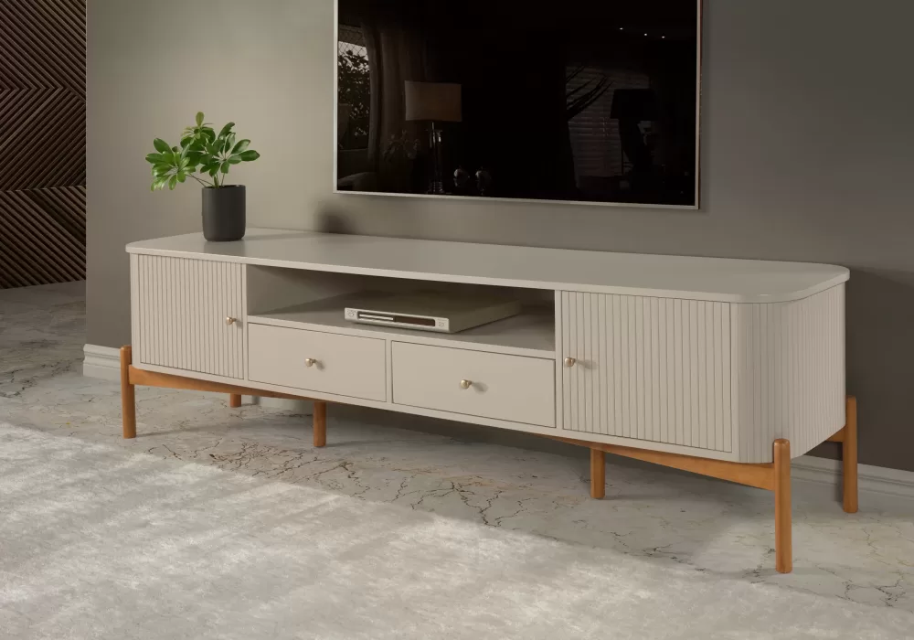 Rack aurora para Sala com 2 Portas e 2 Gavetas – Design Único