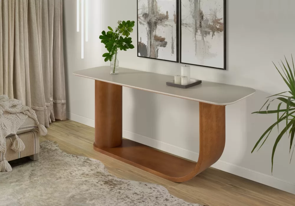 Aparador Serena – Design Contemporâneo com Base Curva em Madeira