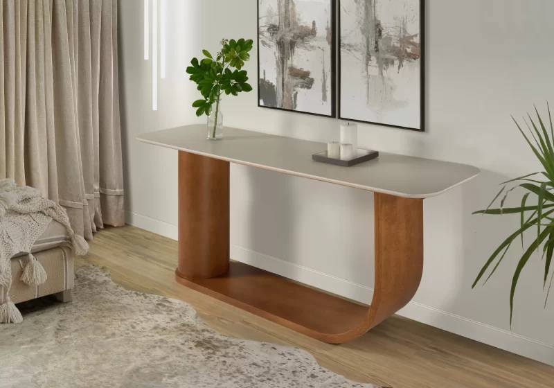 Aparador Serena – Design Contemporâneo com Base Curva em Madeira