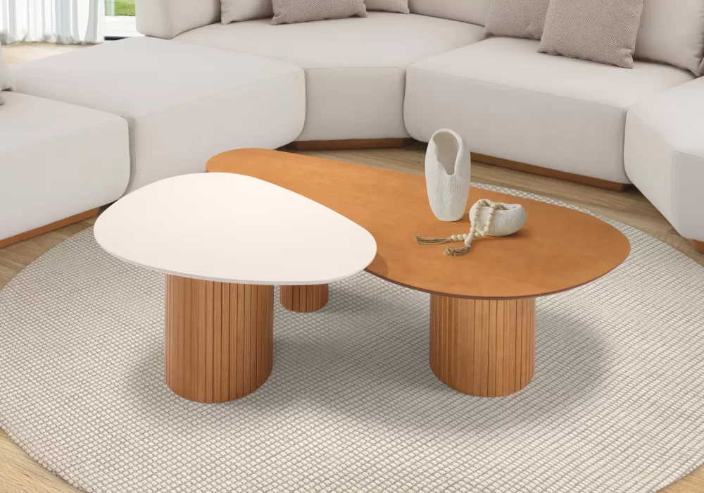 Mesa de Centro Orgânica Aurora – Design Natural com Tampo Assimétrico