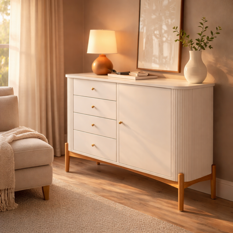 Cômoda Aurora 4 Gavetas 1 Porta com Design Moderno