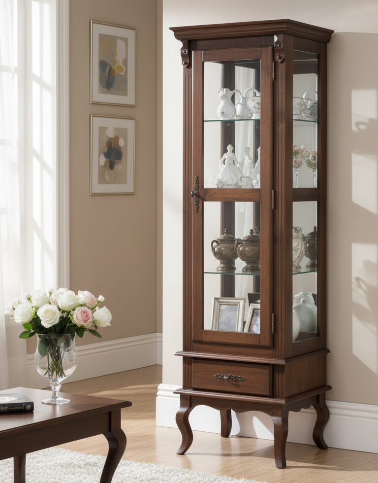 Cristaleira Flórida com Gaveta | Clássica e elegante